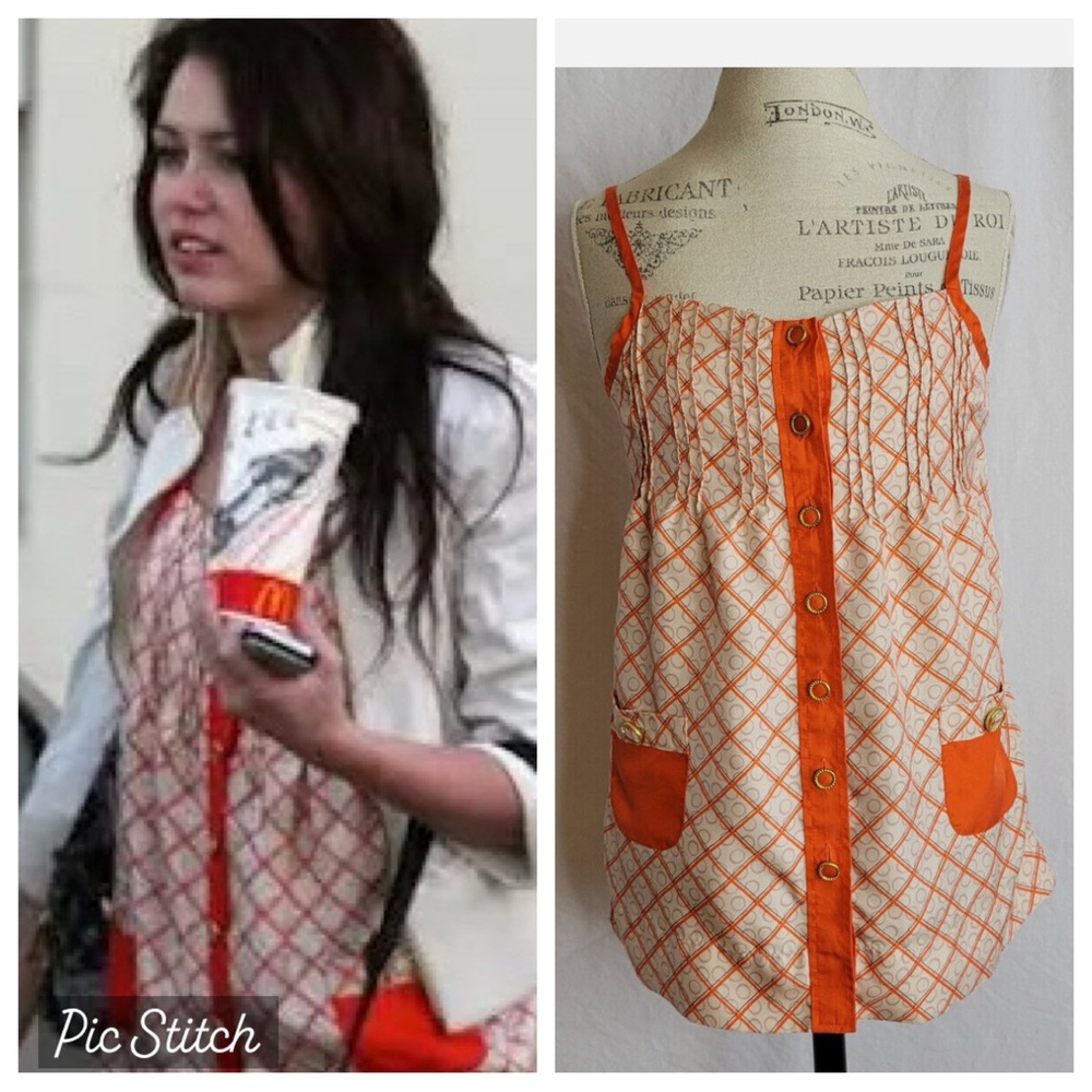 Stylish Orange Tank ASO Miley Cyrus and Vanessa Hudgens